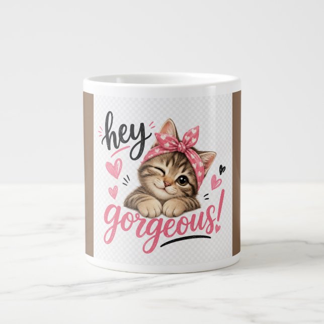 Hej Vacker Söt Katts Design Jumbo Mugg (Framsidan)