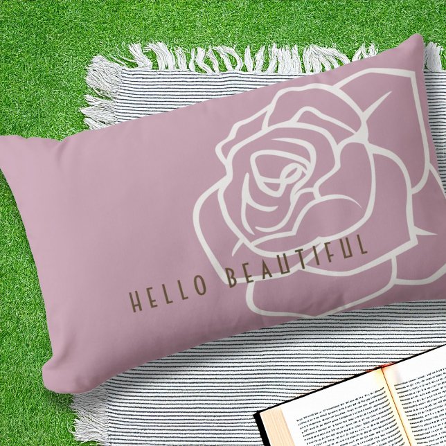 Hej Vacker - Stilfull Modern Rosa Ros Utomhus Lumbarkudde (Skapare uppladdad)