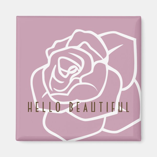 Hej Vacker - Stilig Modern Chic Rosa Ros Magnet (Framsidan)