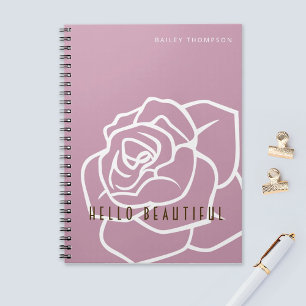 Hej Vacker - Stilig Modern Rosa Rosblomma Anteckningsbok