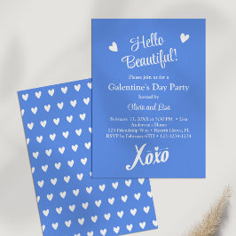 Hej Vackert! Blå XOXO Galentine-dagen Party Inbjudningar