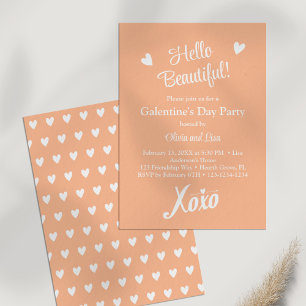 Hej Vackert! Peach XOXO Galentine Day Party Inbjudningar