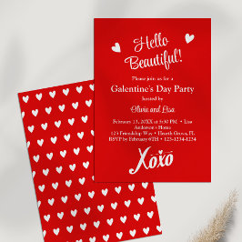 Hej Vackert! Red XOXO Galentine Day Party Inbjudningar
