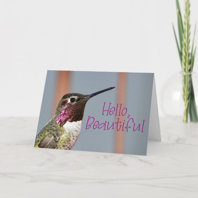 Hej Vackert Rosa Anna Hummingbird-fotokort Tack Kort (Framsida)