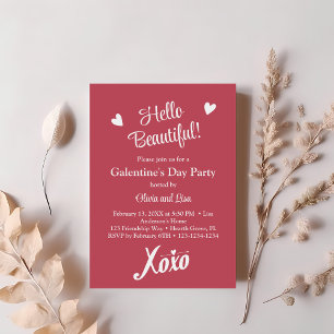 Hej Vackert! Rosa XOXO Galentine Day Party Inbjudningar