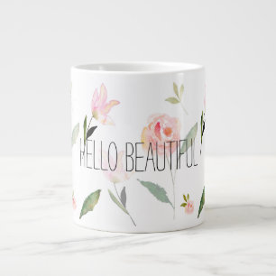 Hej Vackert vattenfärgat Blommigt Jumbo Mugg