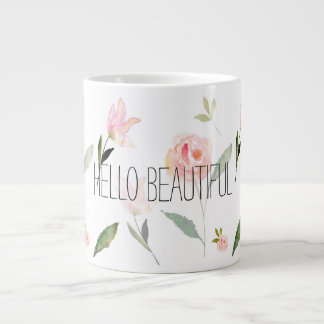 Hej Vackert vattenfärgat Blommigt Jumbo Mugg