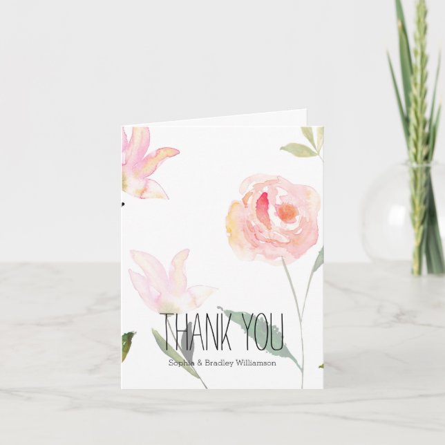 Hej Vackra Akvarell Blommig Tack Kort (Framsida)