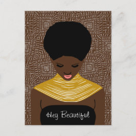 Hej, vackra Black Woman med ett stamnät. Vykort