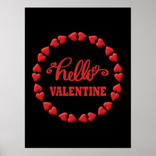 Hej Valentine 2024 Lycklig Valentines - rött hjärt Poster