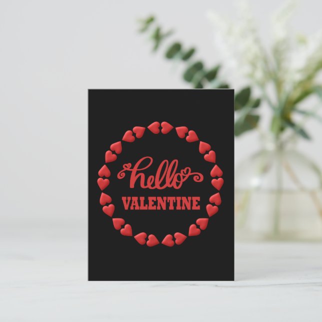 Hej Valentine - Kalligraffras för Valentine Vykort (Stående Fram)