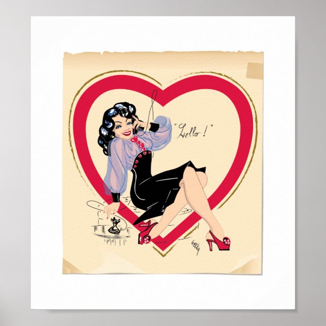 Hej Valentine Pin-Up Girl Poster (Framsidan)