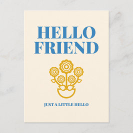 Hej Vän Floral Typografi Postkort Vykort