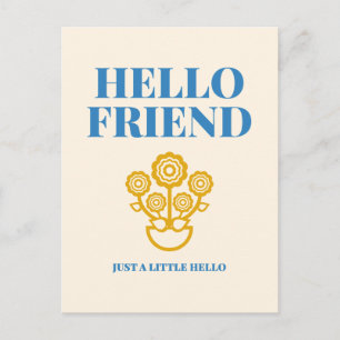 Hej Vän Floral Typografi Postkort Vykort