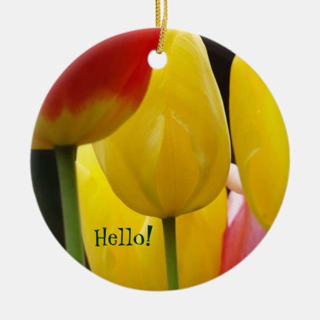 Hej! Vän! hängande ornament present Yellow Tulpan (Framsidan)