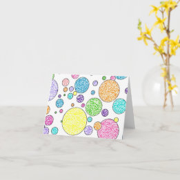 "Hej, vän!" Notecard med färgstarka bubblor Kort
