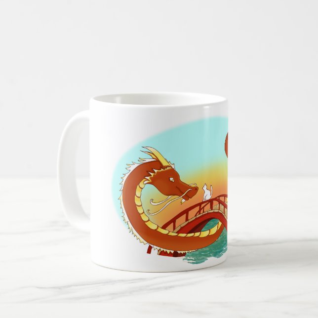 Hej vänkatt och drake kaffemugg (Framsida vänster)