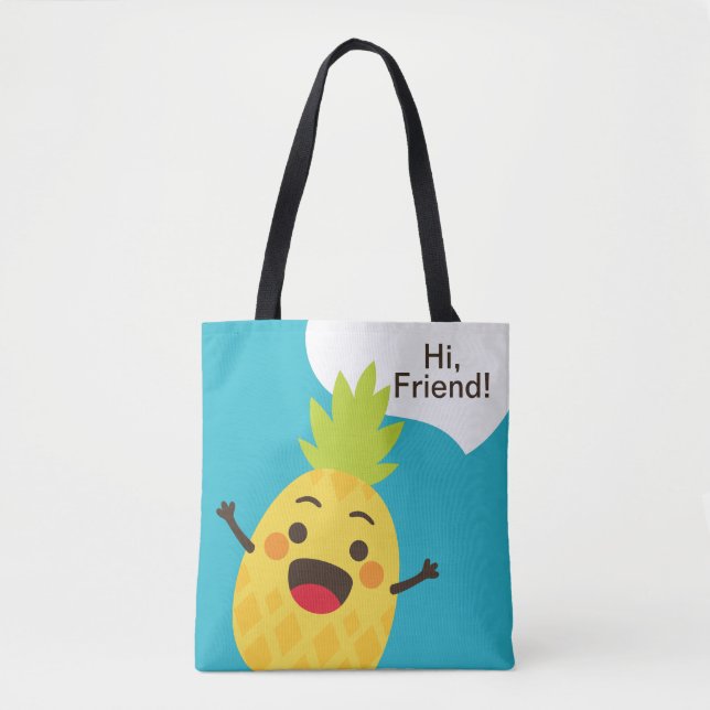 Hej, vänner! Ananas illustration Tygkasse (Framsida)