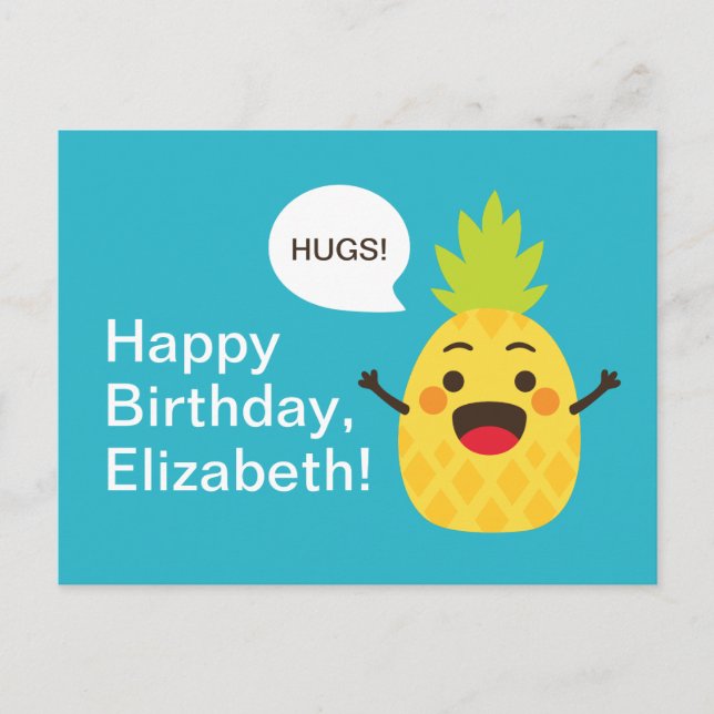 Hej, vänner! Ananas illustration Vykort (Framsida)