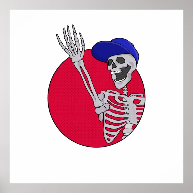 Hej Vänner Cool och Rolig Skelett Poster (Framsidan)