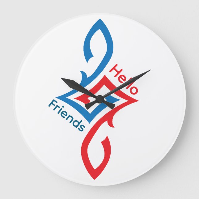 Hej Vänner Enkel Glad Hälsningsdesign Stor Klocka (Framsida)