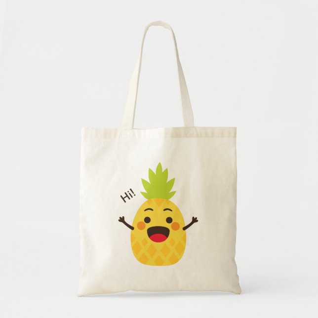 Hej vänner! Illustration av ananas Tygkasse (Framsidan)