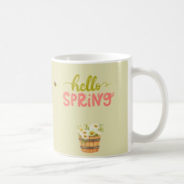 Hej Vår Blommig Igelkott Mugg – Söt Bina & Blomma (Höger)