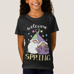 Hej Vår blommigt Gnomes par Blommor välkommen T Shirt