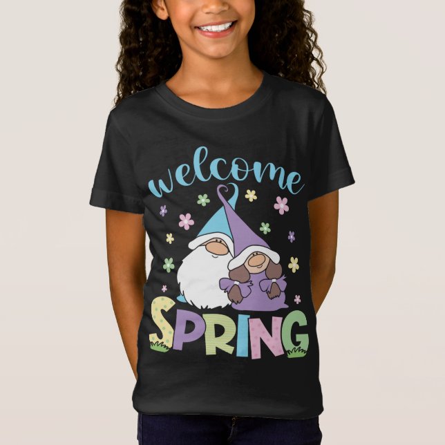 Hej Vår blommigt Gnomes par Daisy Flowers sp T Shirt (Framsida)