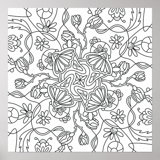 Hej Vår: Färg din egen blomma Poster (Framsidan)