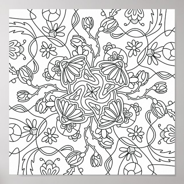 Hej Vår: Färg ditt eget blomma Poster (Framsidan)