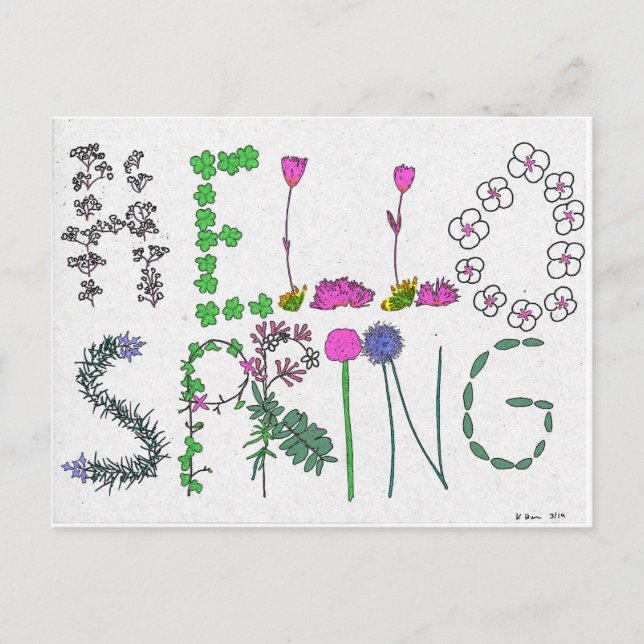 Hej Vår Flower-vykort Helg Vykort (Framsida)
