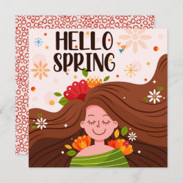 Hej Vår Girl Flowers Greeting Card