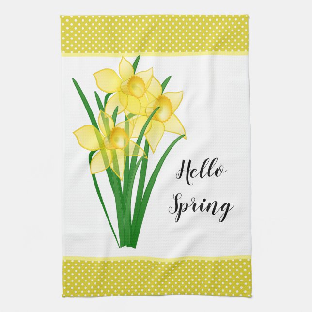 Hej Vår Gult Daffodil Kökshandduk (Vertikal)