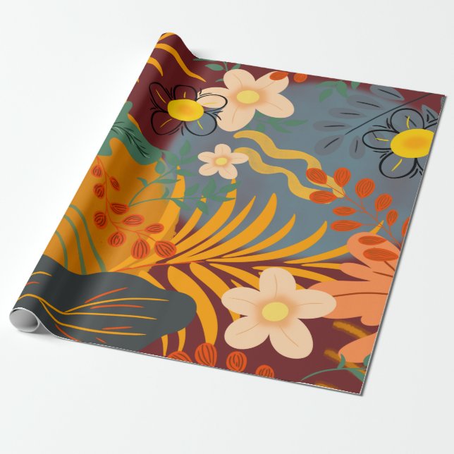 Hej Vår Happiness Time, Tropical Mönster Presentpapper (Utrullad)