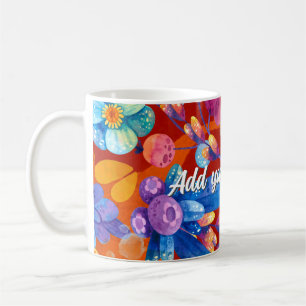 Hej Vår Happiness Time, Vibrant Flowers Kaffemugg