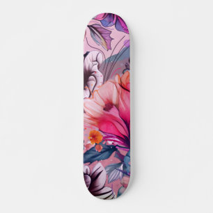 Hej Vår Happity Time, Blommigt Watercolor  Mini Skateboard Bräda 18,5 Cm