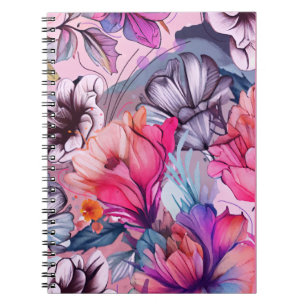 Hej Vår Happity Time, Flowers Watercolor Anteckningsbok