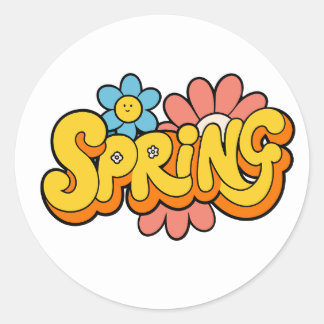 Hej Vår | med Färska Blommor Klassisk Rund  Runt Klistermärke