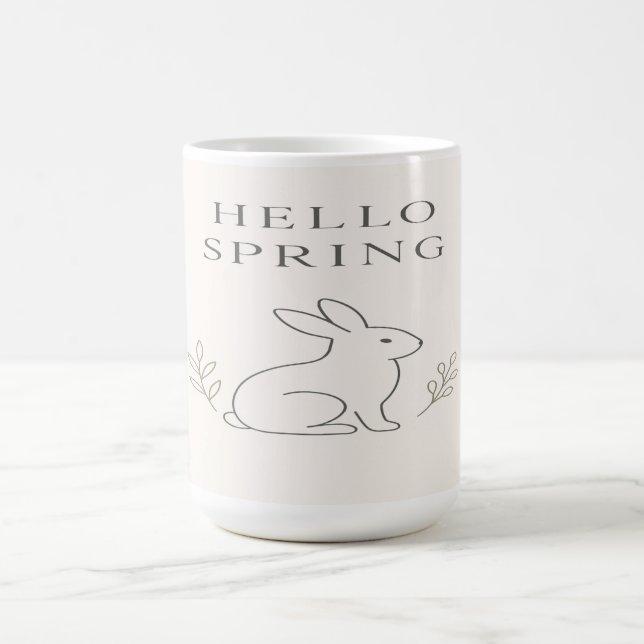 Hej Vår Minimalistisk Kanin Linje Konst Magisk Mugg (Center)