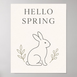 Hej Vår Minimalistisk Kanin Linje Konst Poster