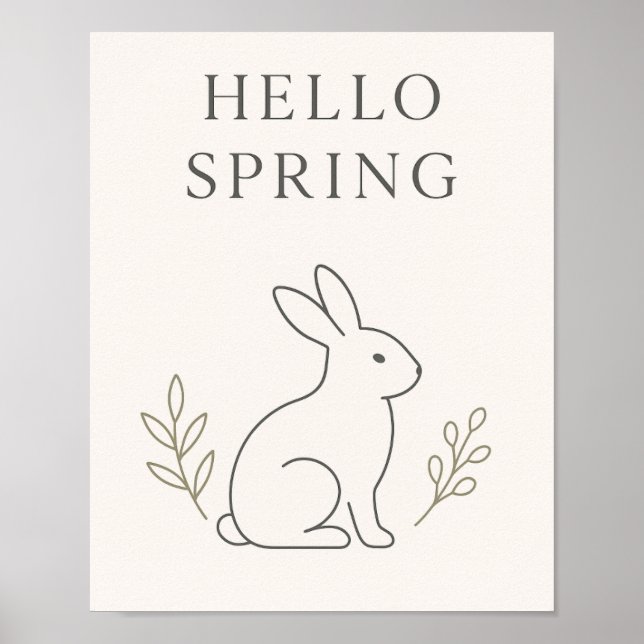 Hej Vår Minimalistisk Kanin Linje Konst Poster (Framsidan)