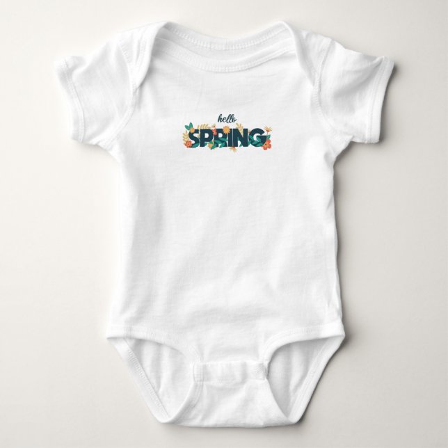 Hej Vår Mönster Vackra Blommor Växter T Shirt (Framsida)