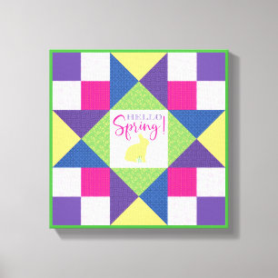 Hej Vår Ohio Star Quilt Block Mönster Canvastryck