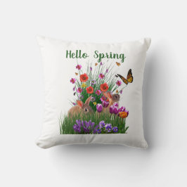 Hej Vår Påskharar och Blomsterträdgård Kudde