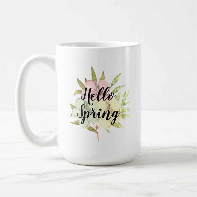 Hej Vår Pastel Watercolor Flowers Kaffemugg (Vänster)