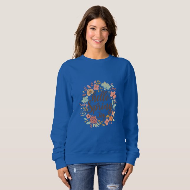 Hej Vår – Pastell Blommig Minimalistisk Design T Shirt (Hel framsida)