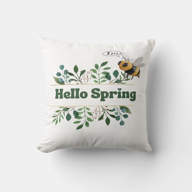 Hej Vår: Pillow för betungande bin och Grönt Kudde (Framsida)