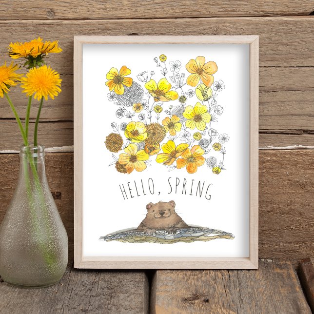 Hej, Vår Säsong Skriv ut Poster (Hello Spring Cute Seasonal Art Print)
