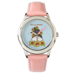 Hej Vår Solrosblommans blomma Tecknad Armbandsur